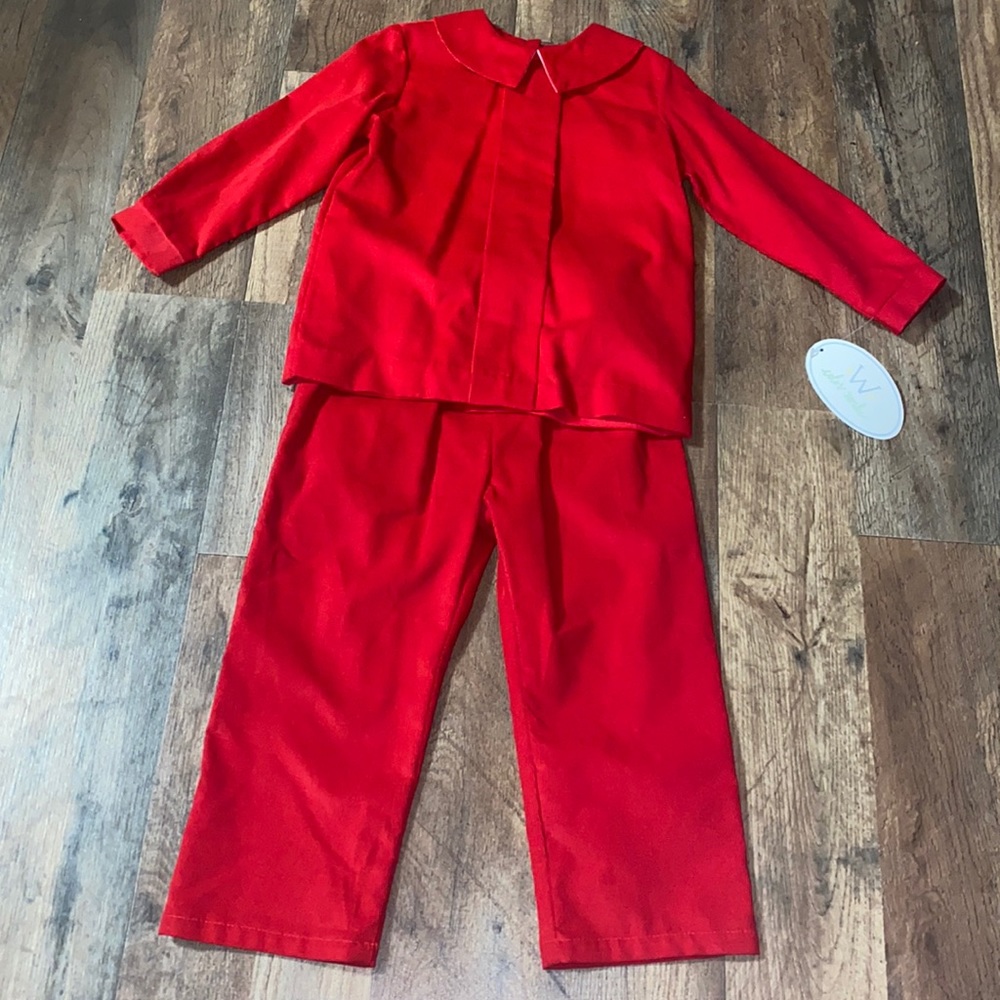 W Color Works NWT Red Corduroy Matching Set Size 3T